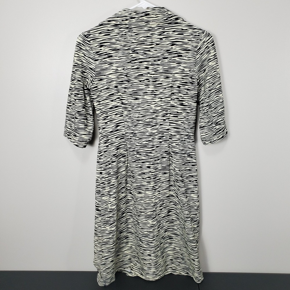 Jude Connally Shirtdress‎ Collared Zebra Print 3/4 Sleeve Ivory Black Women's XS - Picture 2 of 10